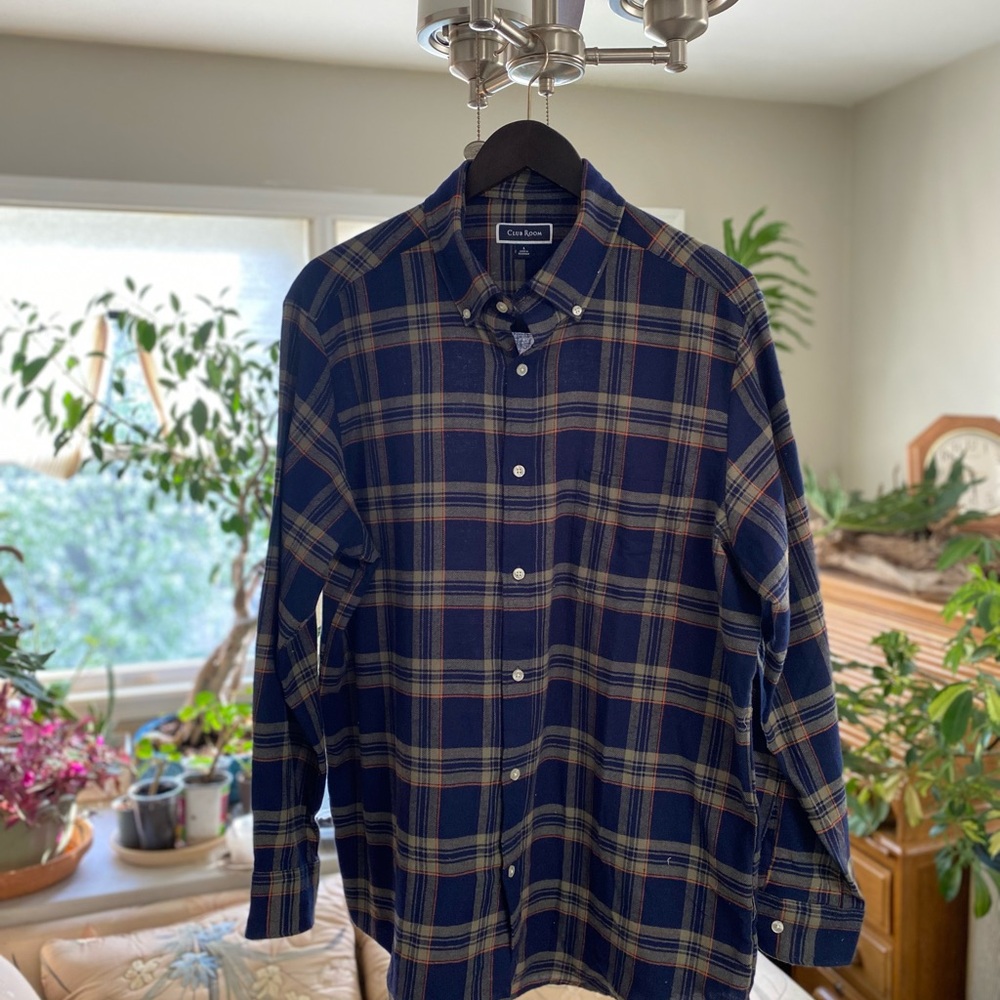 Club Room Blue Casual Button Down Shirt